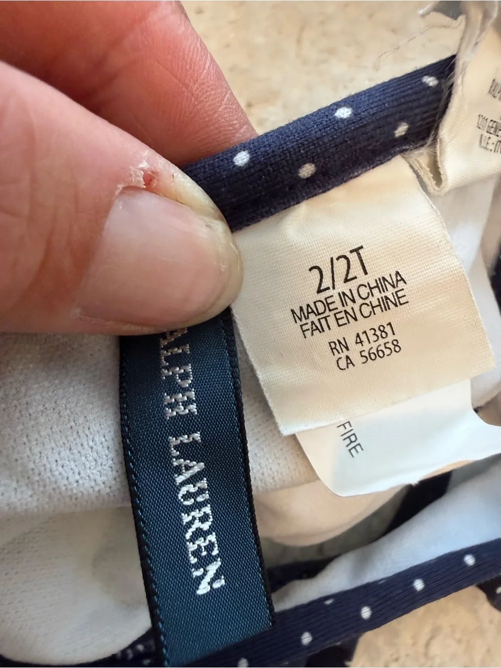 Ralph Lauren Navy and White Polka Dot Swim suit